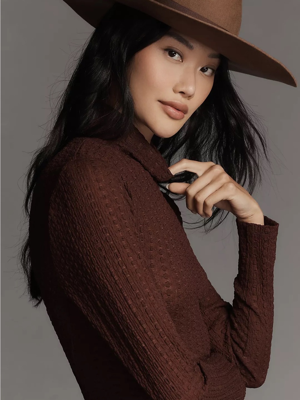 Maeve Long-Sleeve Textured Turtleneck Top Size Small